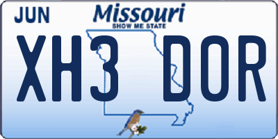 MO license plate XH3D0R
