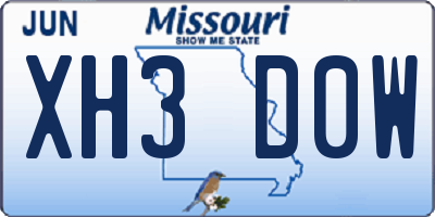 MO license plate XH3D0W
