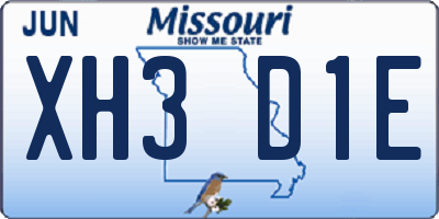 MO license plate XH3D1E