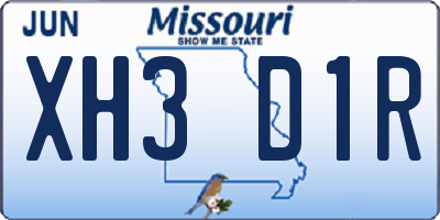 MO license plate XH3D1R