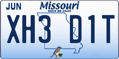 MO license plate XH3D1T