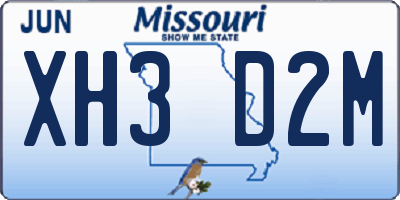 MO license plate XH3D2M