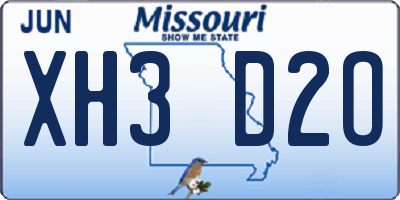 MO license plate XH3D2O