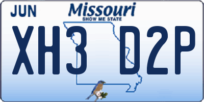 MO license plate XH3D2P
