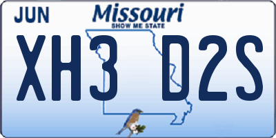 MO license plate XH3D2S