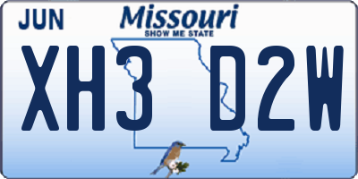 MO license plate XH3D2W