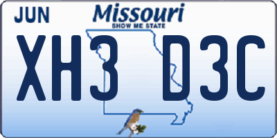 MO license plate XH3D3C