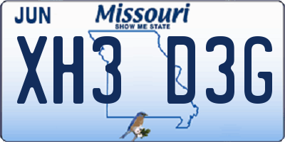 MO license plate XH3D3G