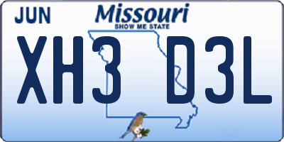 MO license plate XH3D3L
