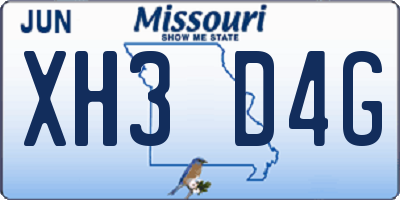 MO license plate XH3D4G