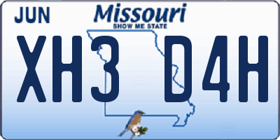 MO license plate XH3D4H