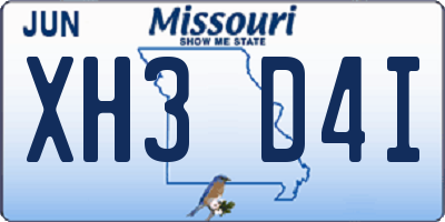 MO license plate XH3D4I