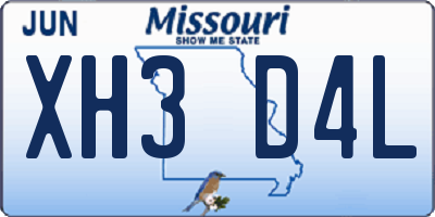 MO license plate XH3D4L