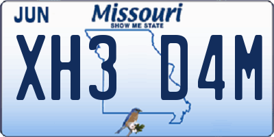 MO license plate XH3D4M