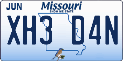 MO license plate XH3D4N