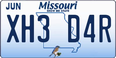 MO license plate XH3D4R
