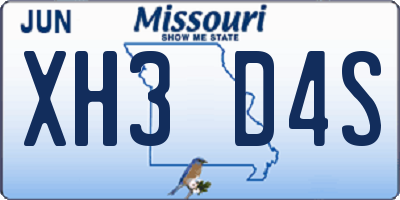 MO license plate XH3D4S