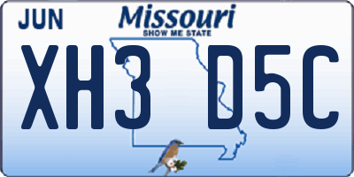 MO license plate XH3D5C