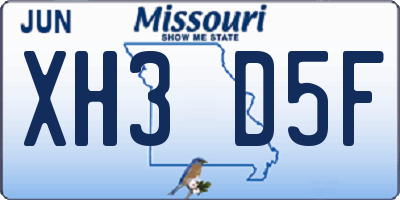 MO license plate XH3D5F