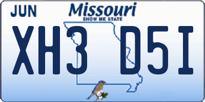 MO license plate XH3D5I