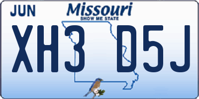 MO license plate XH3D5J