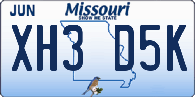MO license plate XH3D5K