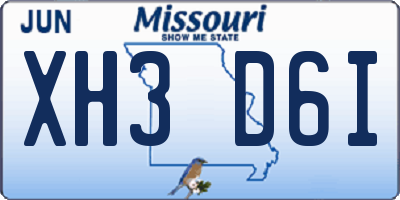 MO license plate XH3D6I