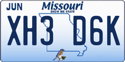 MO license plate XH3D6K