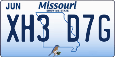 MO license plate XH3D7G
