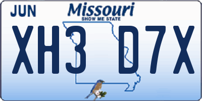 MO license plate XH3D7X