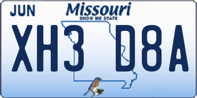 MO license plate XH3D8A