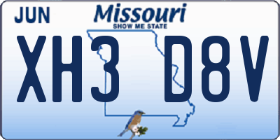 MO license plate XH3D8V