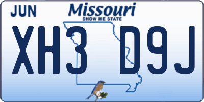 MO license plate XH3D9J