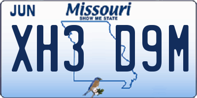 MO license plate XH3D9M