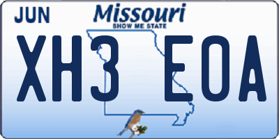 MO license plate XH3E0A