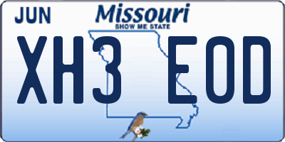 MO license plate XH3E0D