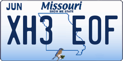 MO license plate XH3E0F