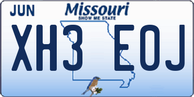 MO license plate XH3E0J
