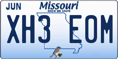 MO license plate XH3E0M