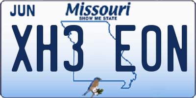 MO license plate XH3E0N