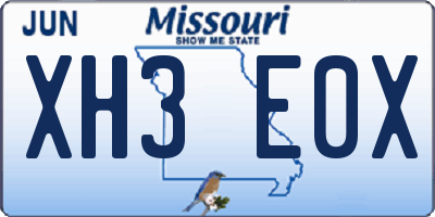 MO license plate XH3E0X