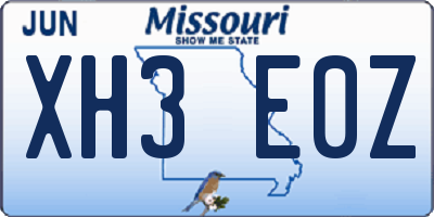 MO license plate XH3E0Z