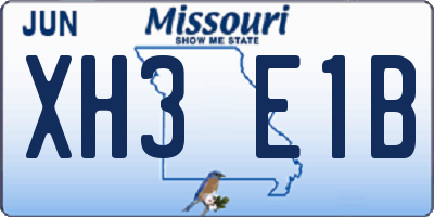 MO license plate XH3E1B