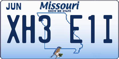 MO license plate XH3E1I