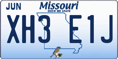 MO license plate XH3E1J