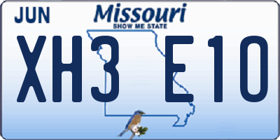 MO license plate XH3E1O