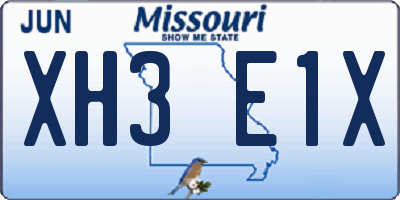 MO license plate XH3E1X