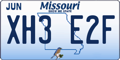 MO license plate XH3E2F