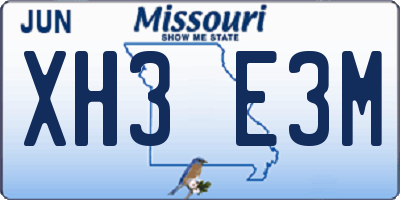 MO license plate XH3E3M