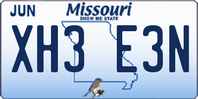 MO license plate XH3E3N